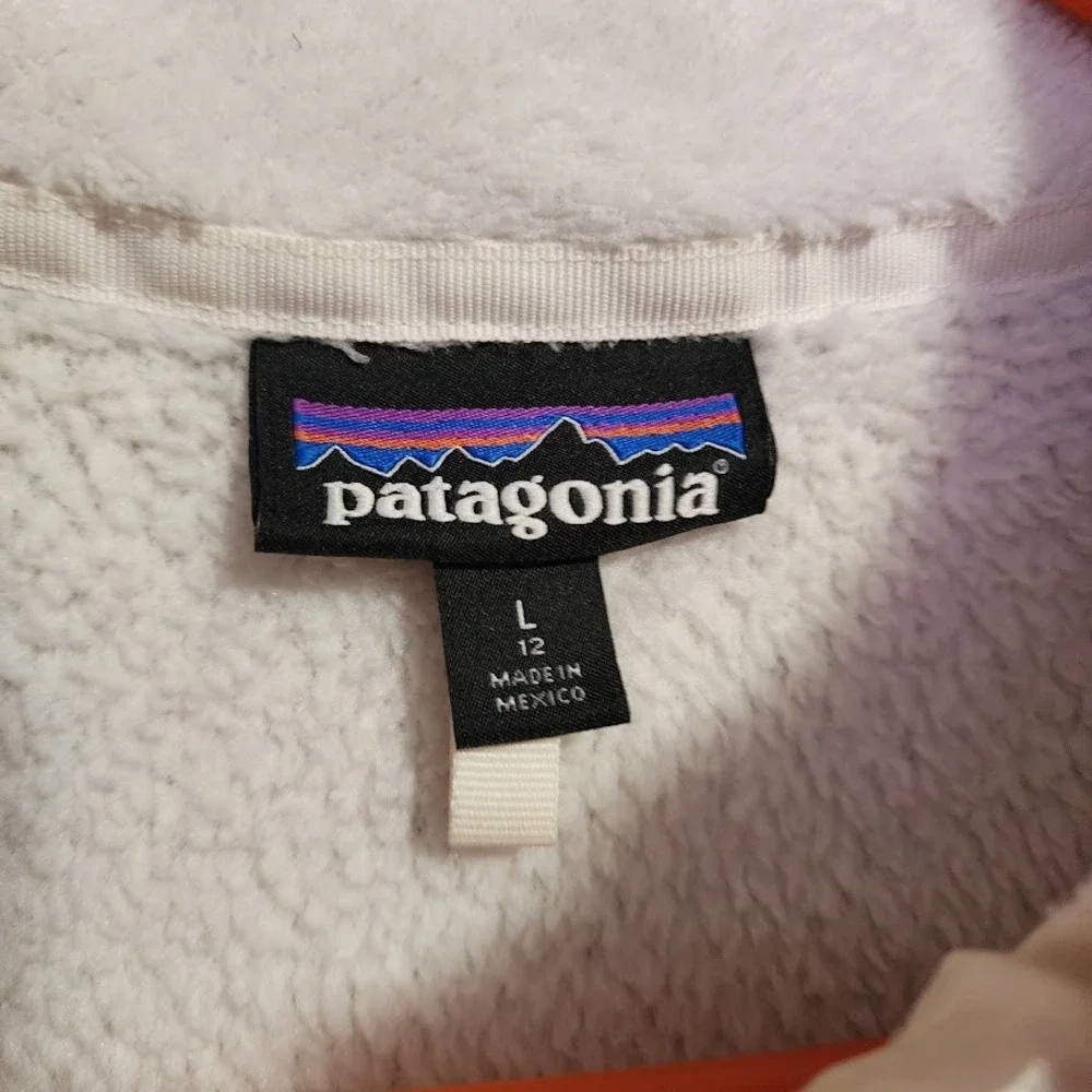 PATAGONIA Girl's Re-Tool Snap-T Fleece Pullover Cream Cozy size L‎
